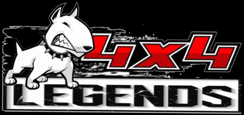 4x4 Legends logo featuring an aggressive bull terrier next to stylized red text.